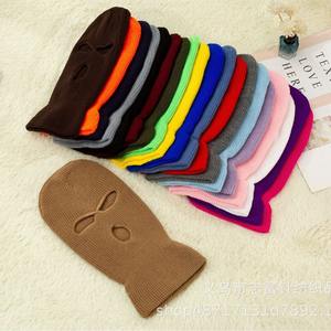 JX özel tasarım nakış logosu Balaclava motosiklet 3 delik tam yüz örgü kayak Mak bere Balaclava şapka kayak maskesi - Product Image 2