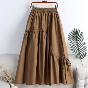 High Waist A-Line Kids Summer Casual Swing <strong>Skirt</strong> Cross-Border New Arrival Slimming Irregular Strap Mid-Length Plain Dyed - Product Image 6
