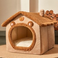 Maison pour chat transfrontalière en gros, détachable, lavable, de style fermé, offrant une sensation de sécurité et de chaleur, motif lapin arc-en-ciel, toutes saisons, pour animaux de compagnie