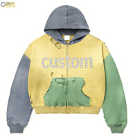 Sweat à capuche surdimensionné personnalisé pour homme, coupe ample, en tissu épais, avec logo brodé personnalisé, patchs, blocs de couleur, effet vintage délavé et vieilli