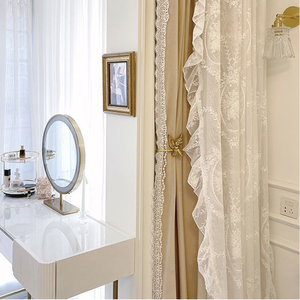 Romantique princesse brodé <span class=keywords><strong>rideau</strong></span> transparent salon chambre <span class=keywords><strong>rideau</strong></span> transparent avec couleur unie dentelle champignon <span class=keywords><strong>frange</strong></span> - Product Image 4