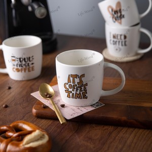 Commercio all'ingrosso moderno personalizzato semplice lettera inglese eco-friendly stile americano lavastoviglie a microonde sicuro cibo in porcellana caffè - Product Image 3