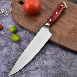 8 inch German High Carbon Stainless Steel Chef Knives Ergonomic Pakka Wood Handle High Quality Knife With Gift Box