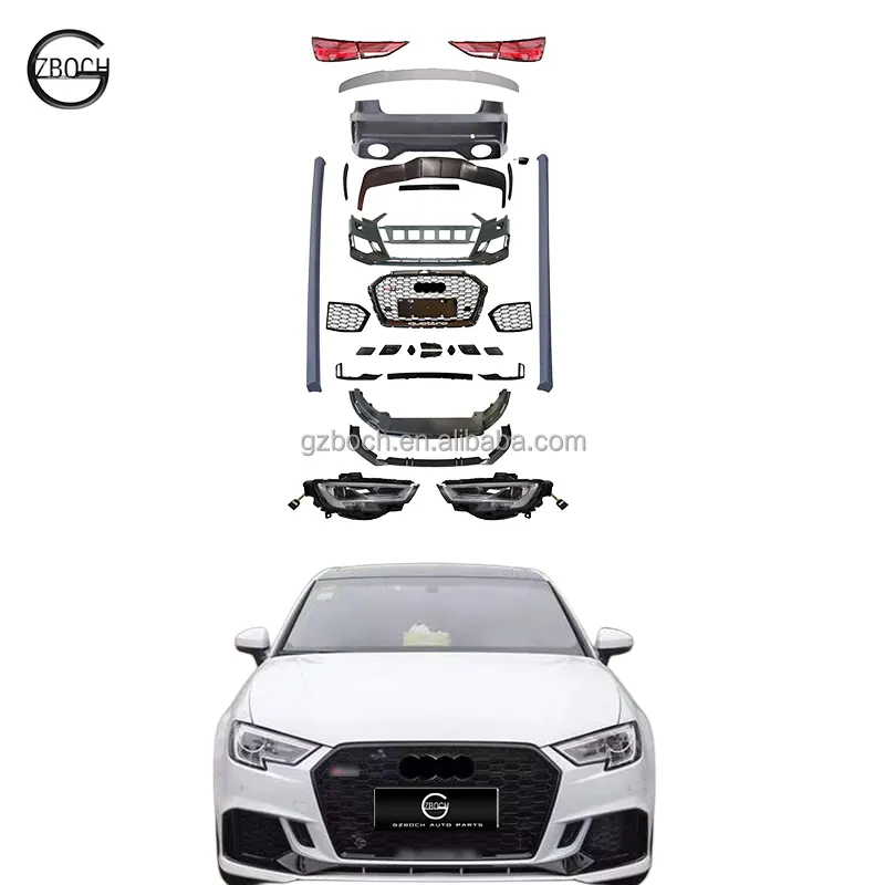 RS3 body kits for 2013-2016 Audi A3 S3 upgrade 2019 RS3 bodykit A3 headlights audi a3 tail light RS3 front rear car bumper