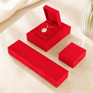 Zebopak Red Velvet Jewellery Box Set with Necklace <b>Ring</b> Pendant Bracelet <b>Storage</b> Case Gift Box for Party Factory - Product Image 4