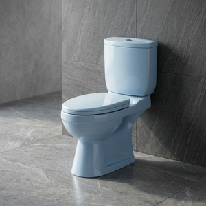 โถสุขภัณฑ์เซรามิกแบบสองชิ้น Aqua Pan สีฟ้า พร้อมฝารองนั่ง - Product Image 1