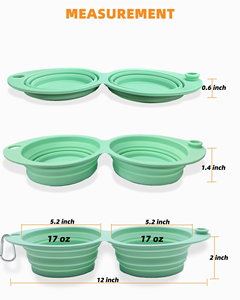 Bols de voyage pour chien en silicone arrondis, portables et durables, 2 en 1, pliables et repliables avec crochet pour nourrir votre ami à fourrure en déplacement - Product Image 2