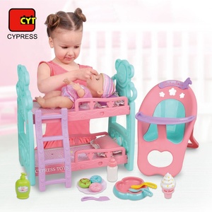 Maison de <span class=keywords><strong>poupée</strong></span> articulée pour filles, lit de cm, Double couche, eau, accessoires avec chaise à manger - Product Image 1