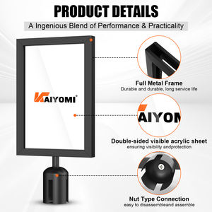 Support de signalisation vertical rétractable en acier inoxydable noir A3 A4 pour le contrôle des foules - Product Image 4