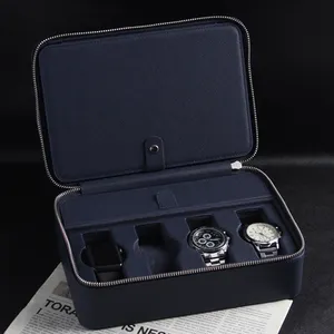 8 slots luxury leather watch organizer box case