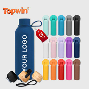 Botellas de Agua Aisladas de Acero Inoxidable 304 con Recubrimiento de Goma de Color Personalizado para Deportes y Viajes, Termos con Correa para el Dedo - Product Image 1