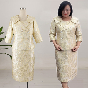 ชุดเดรสสูทสำหรับงานพิธีในโบสถ์สำหรับผู้หญิงไซส์ใหญ่ สีฟ้าลาเวนเดอร์ลายดอกไม้ แบบสามชิ้น ผ้าโพลีเอสเตอร์ 100% ป้องกันการยับ - Product Image 2