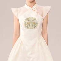 Patchs de vêtements personnalisés en stock, style chinois tendance, broderie en maille, patchs en tissu DIY Hanfu, bordure en organza
