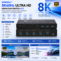 Hardrock Metal untuk 2.1 KVM Switch dengan Resolusi 8K60Hz untuk 4 Komputer 1 Monitor USB 3.0 Hub Remote Control FCC CE ROHS