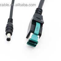12VPowered USB CORE ke TYPE-C Male + DC5.5 X 2.1 kabel Male 2 m kabel pengisi daya hitam untuk mesin POS