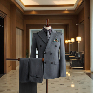 Costume de Mariage <span class=keywords><strong>Homme</strong></span> Noir Formel Slim Fit Nouveau Design Croisé à Double Boutonnage avec Braguette Zippée - Product Image 6