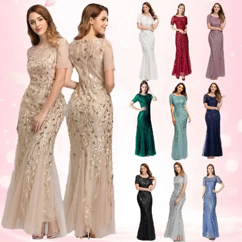 High Quality Lady Elegant Party Dresses Women Sequin Evening Prom Dresses 2023 Evening Gowns