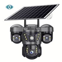 Système de caméra de sécurité V380pro à triple objectif 6MP, alimentation solaire, 4G LTE, audio bidirectionnel, cloud, avec alarme de mouvement PIR, Wifi, 3 écrans, CCTV