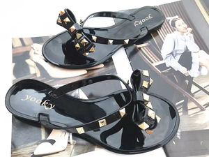 Women's <b>Big</b> Size Rivet Flip Flops Durable PVC Waterproof Beach <b>Slippers</b> Winter Non-Slip Footwear Wholesale - Product Image 5