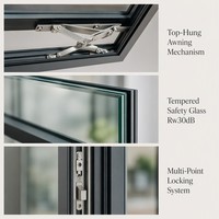 Ventana Abatible de Aluminio y Vidrio de Diseño Industrial Circular Personalizada, Aislamiento Térmico, Impermeable, Verificada