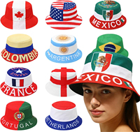 Chapeau Bob de Pêcheur pour Fans de Football Mondial 2026 – Drapeaux USA, Canada, Mexique