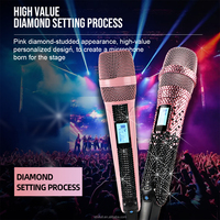 Micrófono Inalámbrico VOXFULL SKM9100 con Diseño de Diamantes de Cristal UHF para Cantar en Fiestas, Karaoke y Eventos en Vivo, Conector XLR