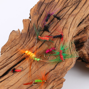 Schwimmende künstliche Fliegen fliegen Angel köder 12 Stück Beutel Metall Jig Haken für Forellen Marlin Arten für das Fluss fischen - Product Image 6