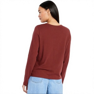 Camiseta de Manga Larga para Mujer, Cuello Redondo, Estilo Básico Informal, Tela Jersey Suave, Fabricante OEM, Proveedor Mayorista - Product Image 3