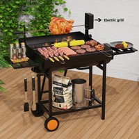 Support de barbecue électrique en acier inoxydable à rotation automatique pour cuisses d'agneau, poulets entiers, portable, style américain, pour rôtissage en extérieur