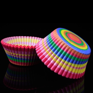 100PCS/Pack Moules à cupcakes arc-en-ciel antiadhésifs, moules à muffins jetables, doublures en papier pour cupcakes, doublures pour muffins - Product Image 6