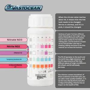 แผ่นทดสอบน้ำทะเลแบบ 5 in 1 สำหรับตู้ปลาตั้งโต๊ะ ตรวจวัด <span class=keywords><strong>NO3</strong></span> NO2 Cl2 KH pH และไนไตรต์ แพ็ค 50 แผ่น - Product Image 3