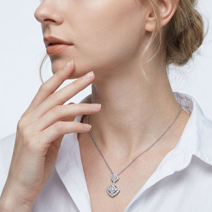 High-end Luxury Wholesale Manufacturer Export Necklaces Jewelry 18K <b>Solid</b> White <b>Gold</b> Real Natural Diamonds <b>Pendant</b> Necklace - Product Image 2