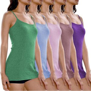 Camiseta sin mangas de algodón elástico para mujer, con tirantes ajustables tipo espagueti, paquete multicolor - Product Image 1