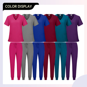 Unisex Scrub Set Moisture Wicking Knitted Split Uniforms For Medical Dental Use - Product Image 3
