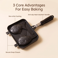 Sartén Antiadherente con Forma de Pez Doble para Hornear Taiyaki, para Cocina de Gas, Estilo Japonés, para Postres Caseros, 37x18cm
