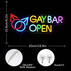 Gay Bar Open Neon Sign para decoración de pared Regulable LED Neon Light USB Powered Neon Art Signs Decor Custom Neon Lights - Product Image 5