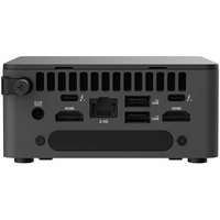 Mini PC Beelink, Diseño Cuadrado Gris Oscuro con Logotipo y Puerto Lateral