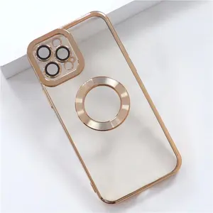 OEM Luxury elettrolitico Lens Camera Protect Film Clear Soft Plated TPU custodie per cellulari cover per iPhone 14 13 12 11 Pro Max