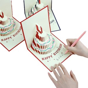 <span class=keywords><strong>Carte</strong></span> de vœux pliante 3D personnalisée avec motif de gâteau, papillon, invitation d'<span class=keywords><strong>anniversaire</strong></span>, <span class=keywords><strong>carte</strong></span> de célébration, impression numérique blanche - Product Image 2