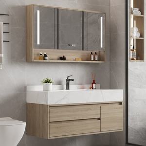 Mueble de Baño de Madera Maciza de Lujo con Espejo LED y Lavabo de Cerámica, Diseño Ecológico para Hoteles y Apartamentos - Product Image 2