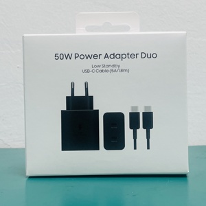 อะแดปเตอร์ชาร์จใหม่ 50W รุ่น T5020 หัวชาร์จแบบ US EU UK ช่องเสียบคู่ พอร์ต USB-C สำหรับ <span class=keywords><strong>Samsung</strong></span> S25ULTRA S24 - Product Image 1