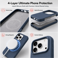 Coque en silicone liquide de haute qualité avec logo en relief personnalisé OEM ODM, avec microfibre magnétique pour iPhone 18 Pro