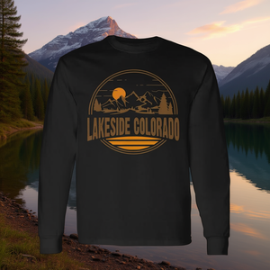 T-shirt a maniche lunghe con stampa souvenir di Lakeside Colorado Mountain Hiking - Product Image 3