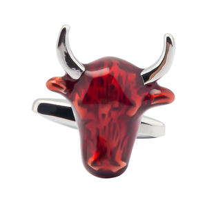 Chemise de costume d'affaires français écologique en alliage de cuivre élégant tête de taureau rouge bijoux boutons de manchette hommes boutons de manchette pour chemise <span class=keywords><strong>homme</strong></span> - Product Image 3