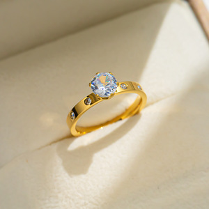 Resoul Wasserdichter Edelstahlring Luxuriöser Kubischer Zirkonia Eleganter Nicht Anlaufender Paar-Ringset für Frauen Verlobung - Product Image 3