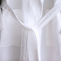 Peignoirs en coton à col kimono blanc avec logo personnalisé en gros, taille plus, peignoirs thermiques brodés en gaufre