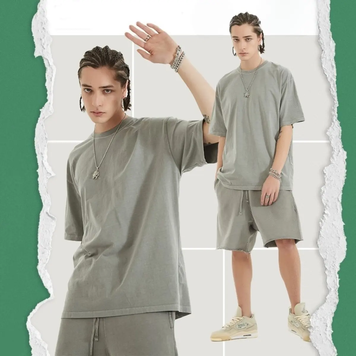 Haute qualité hommes poids lourd personnalisé Hip Hop blanc à manches courtes 250g 100% coton lavé à l'acide Streetwear surdimensionné Vintage T Shir