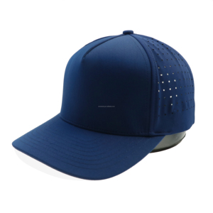 หมวกเบสบอลแบบ 5 ชิ้นส่วนสั่งทำพิเศษ พร้อมแผ่นยางติด และรูระบายอากาศแบบตัดด้วยเลเซอร์ หมวกสแนปแบ็คโพลีเอสเตอร์ระบายอากาศได้ดี เหมาะสำหรับกีฬากลางแจ้ง - Product Image 3