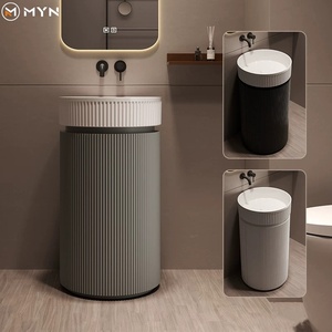 Lavabo a <span class=keywords><strong>colonna</strong></span> scanalato multicolore, lavabo verticale a <span class=keywords><strong>colonna</strong></span> <span class=keywords><strong>con</strong></span> nervature, lavabo integrato opaco per <span class=keywords><strong>bagno</strong></span> - Product Image 1