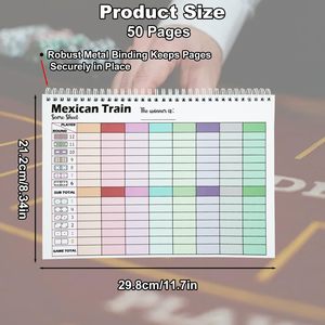 Carnets de scores personnalisés pour le jeu Mexican Train, reliure spirale, feuilles de suivi des scores pour le jeu de dominos, accessoires pour le jeu Mexican Train - Product Image 2